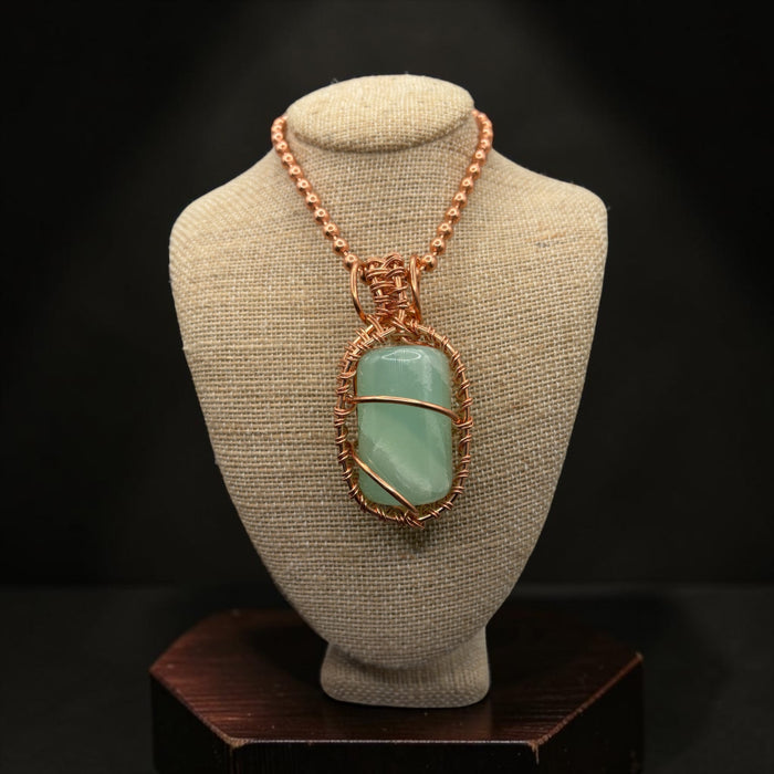Pistachio Calcite Capsule Creativity Weave 24” Copper Necklace