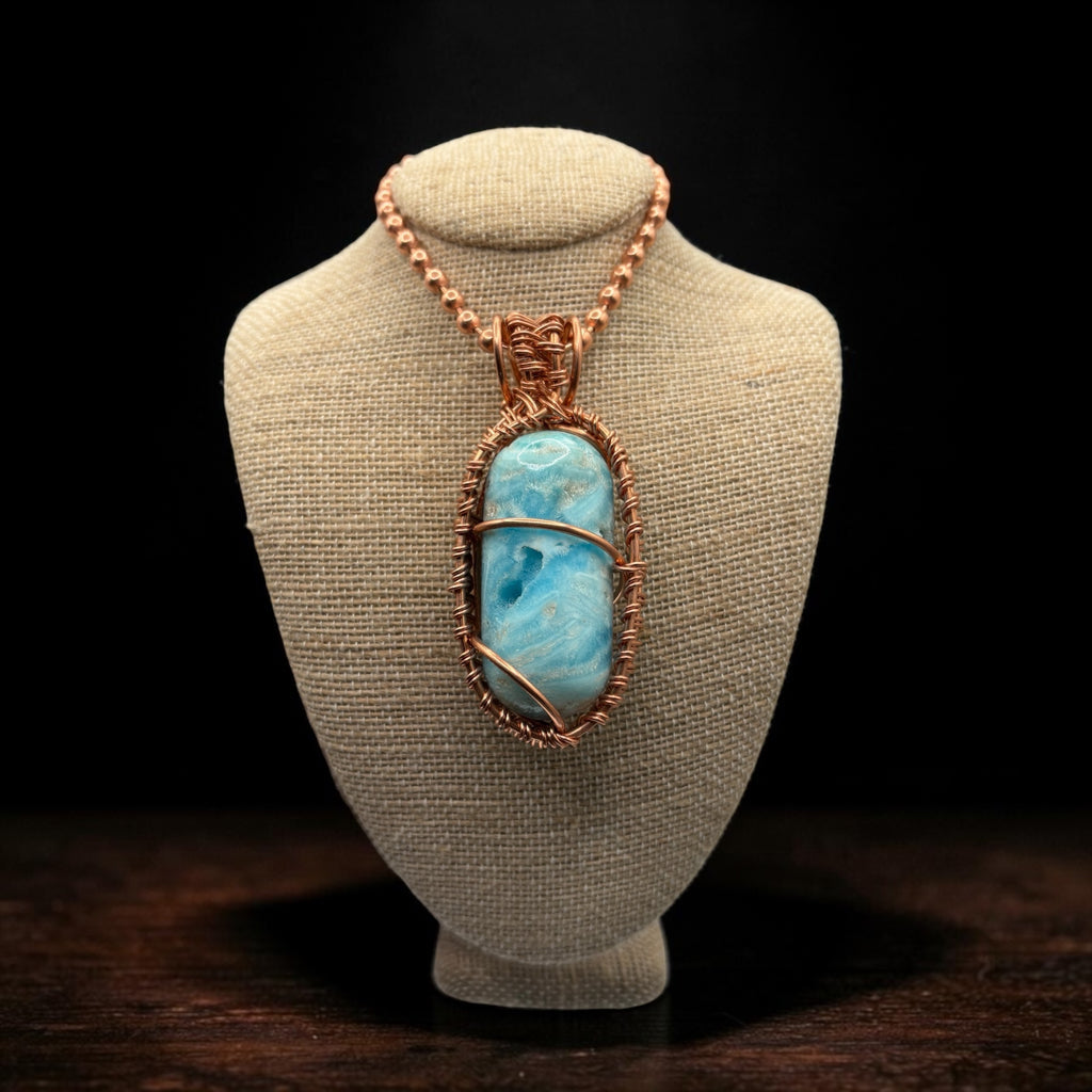 Hemimorphite Capsule Creativity Weave 24” Copper Necklace