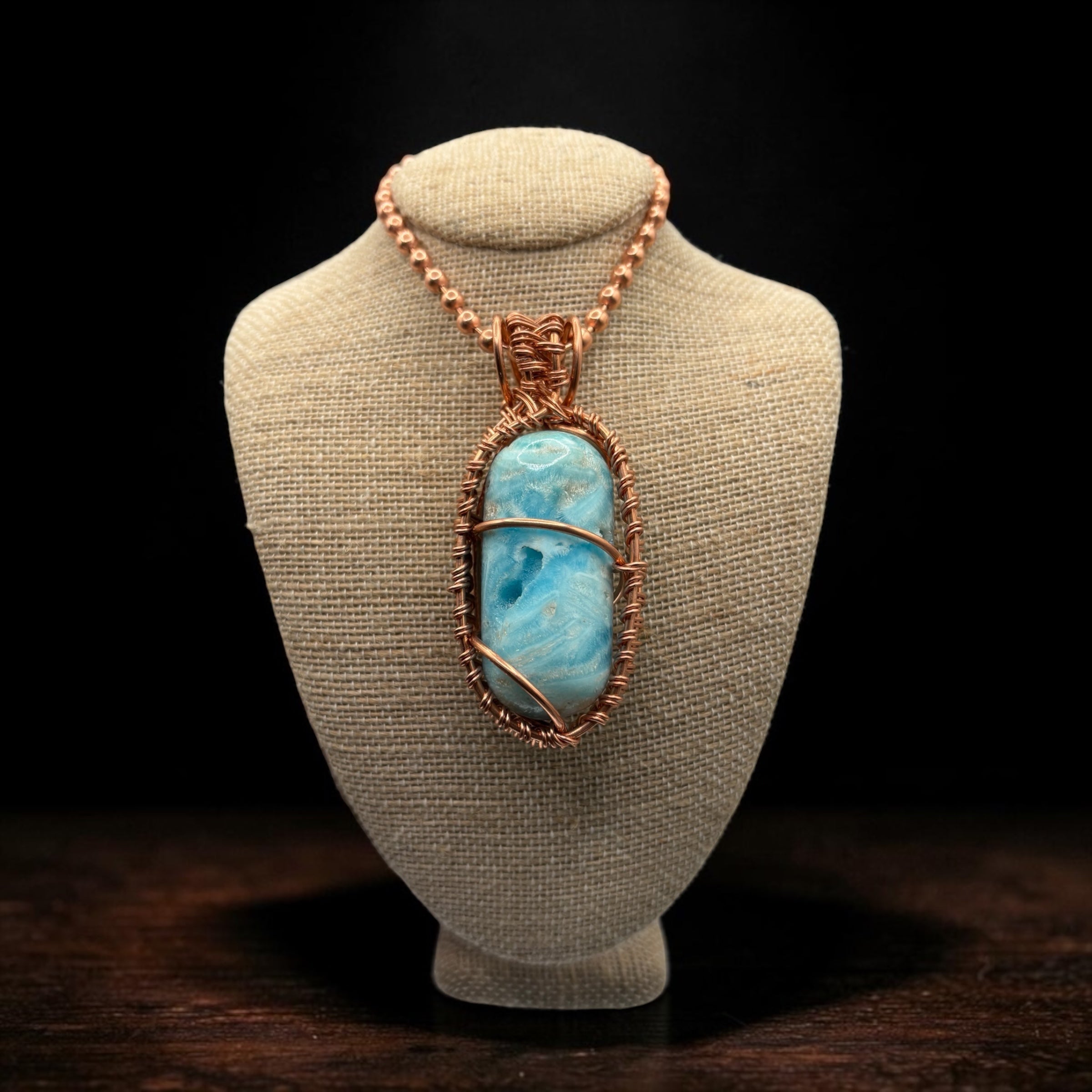 Hemimorphite Capsule 24” Copper Necklace