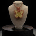 Lemon Calcite Butterfly 24” Copper Necklace