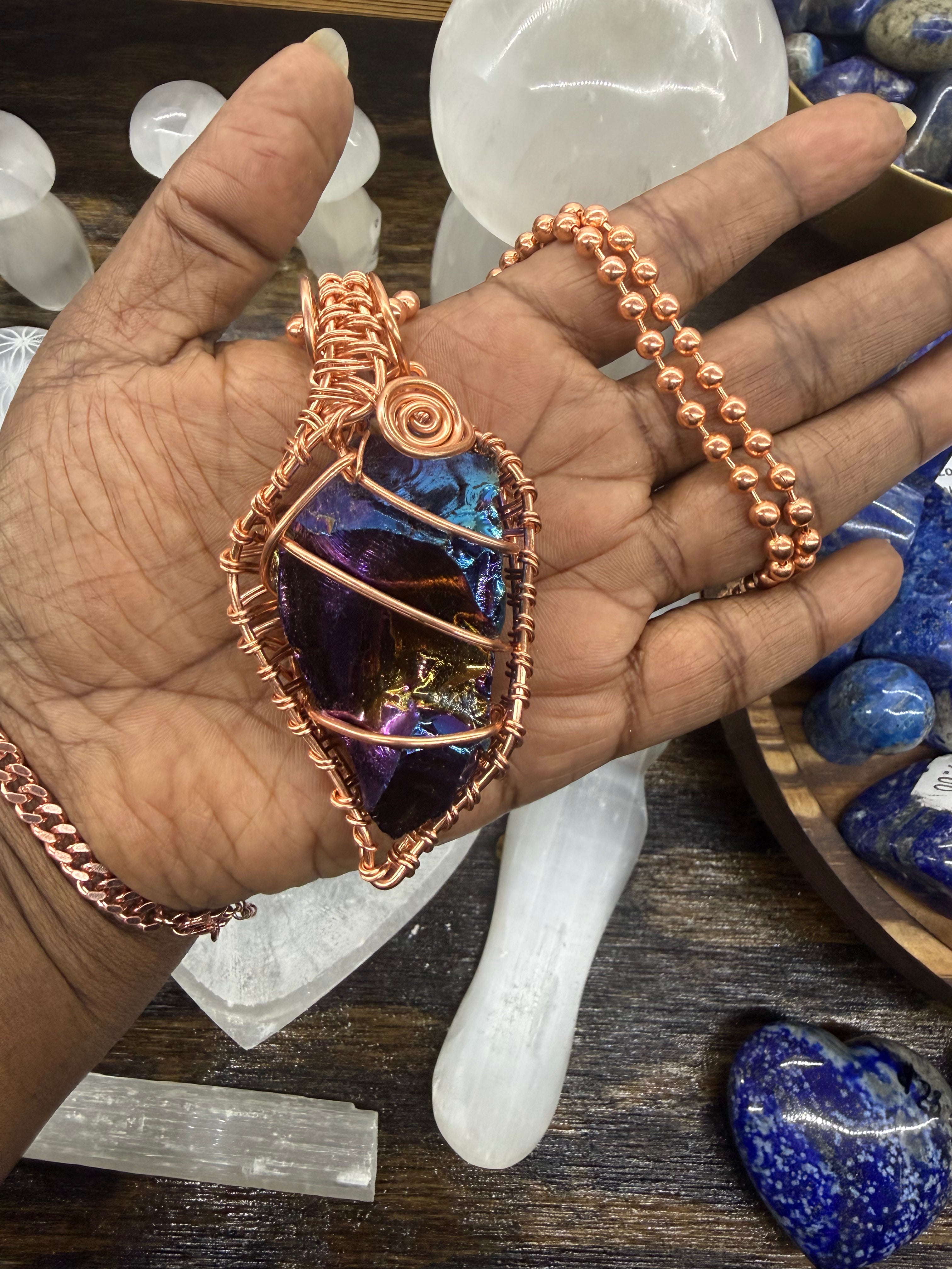Titanium Obsidian 24” Copper Necklace