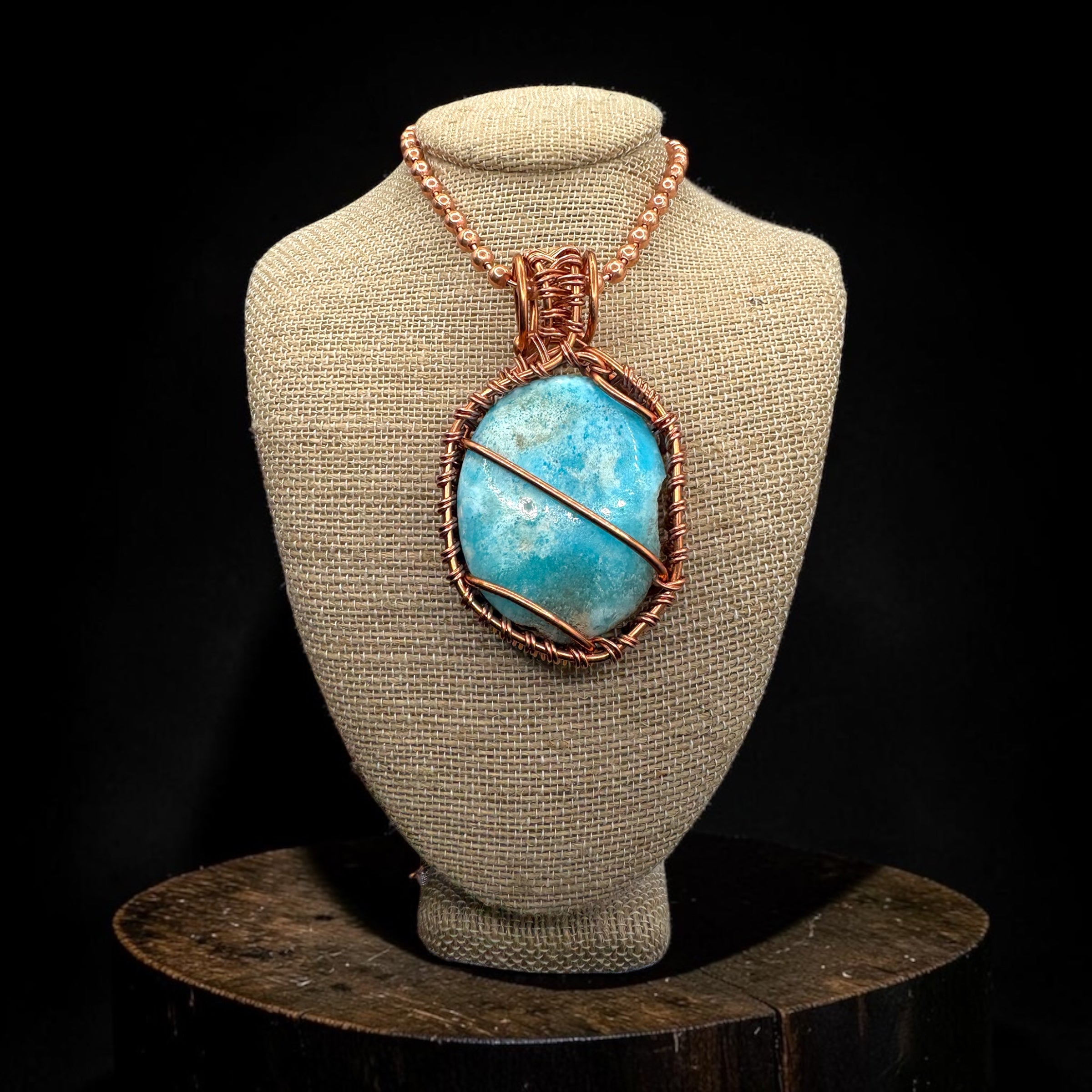Blue Calcite 24” Copper Necklace