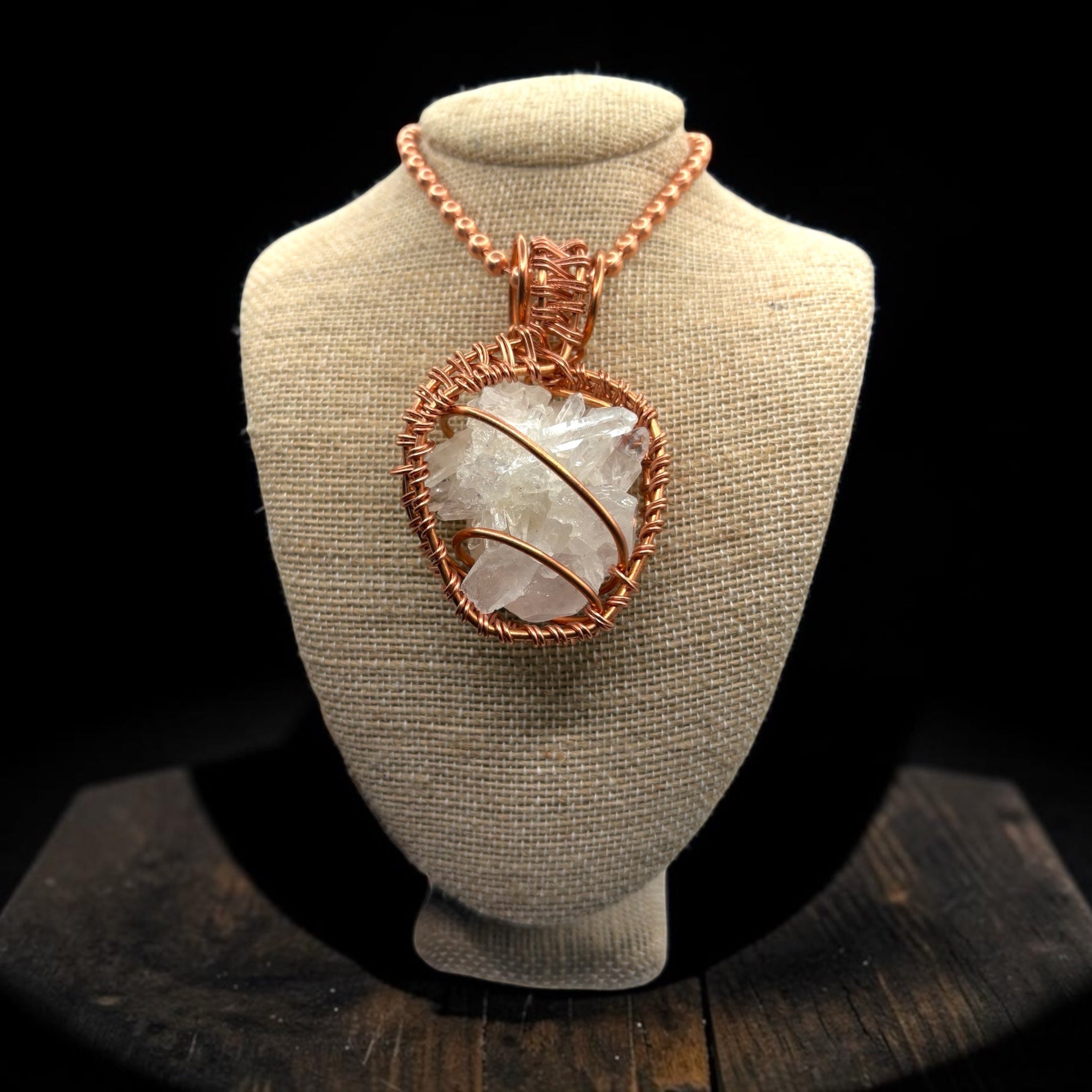 Clear Quartz Cluster 24” Copper Necklace