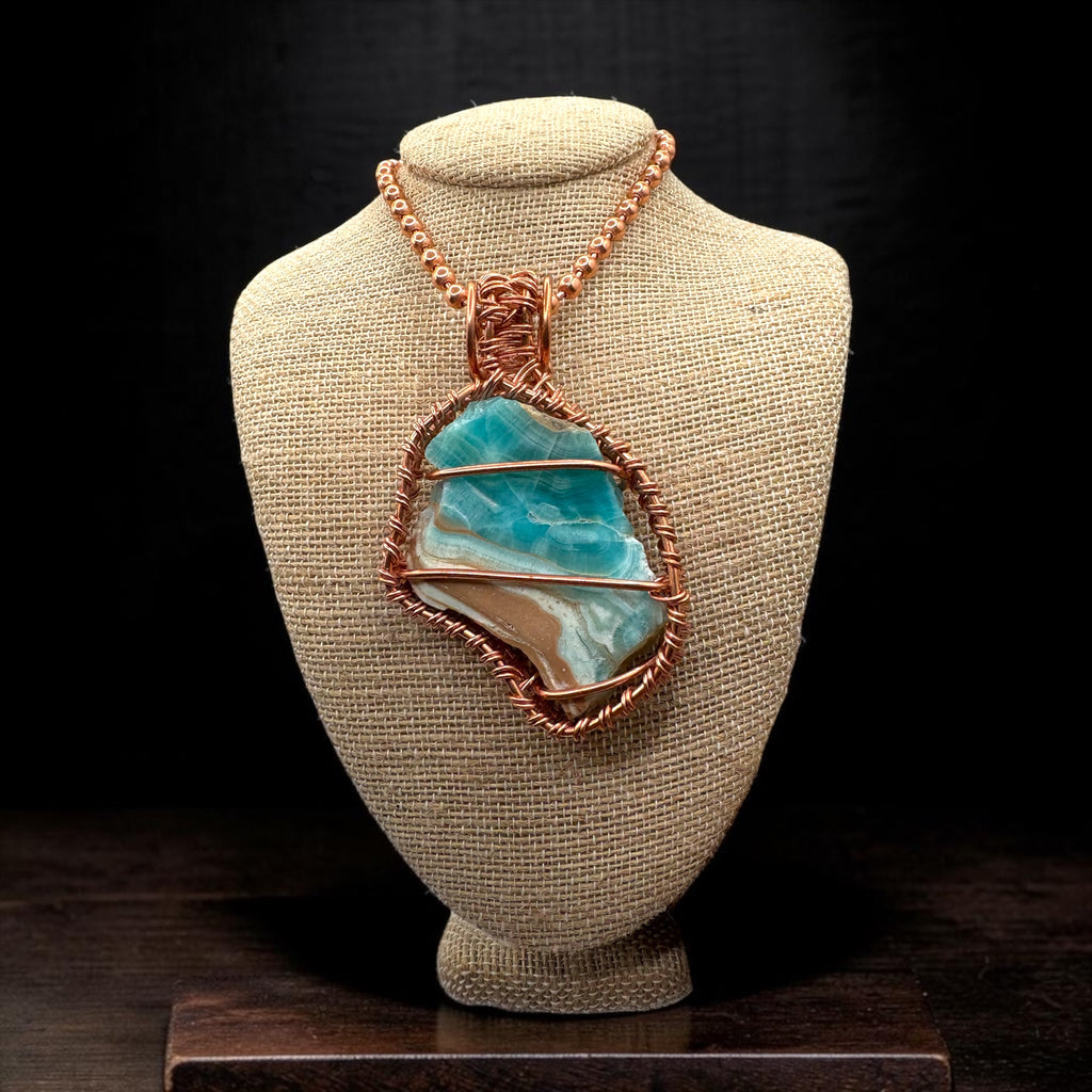 XL Caribbean Calcite Shard Creativity Weave 24” Copper Necklace