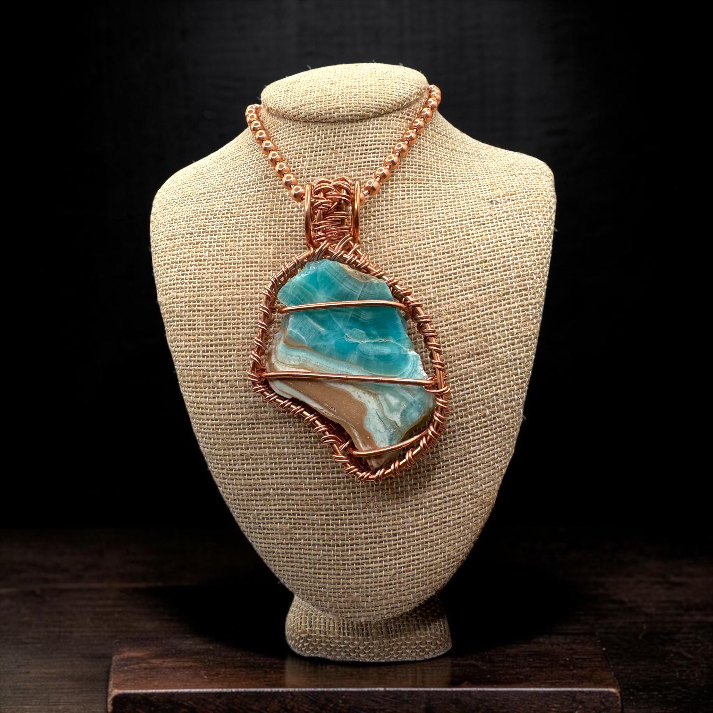Caribbean Blue Calcite Shard 24” Copper Necklace
