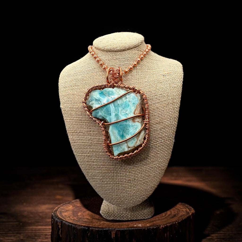 XL Caribbean Calcite Shard Creativity Weave 24” Copper Necklace