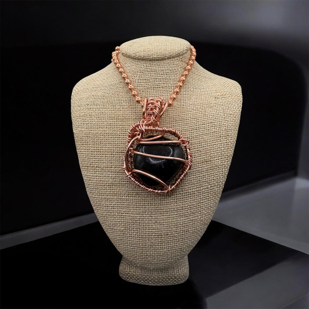 Tumbled Black Tourmaline Creativity Weave 24” Copper Necklace