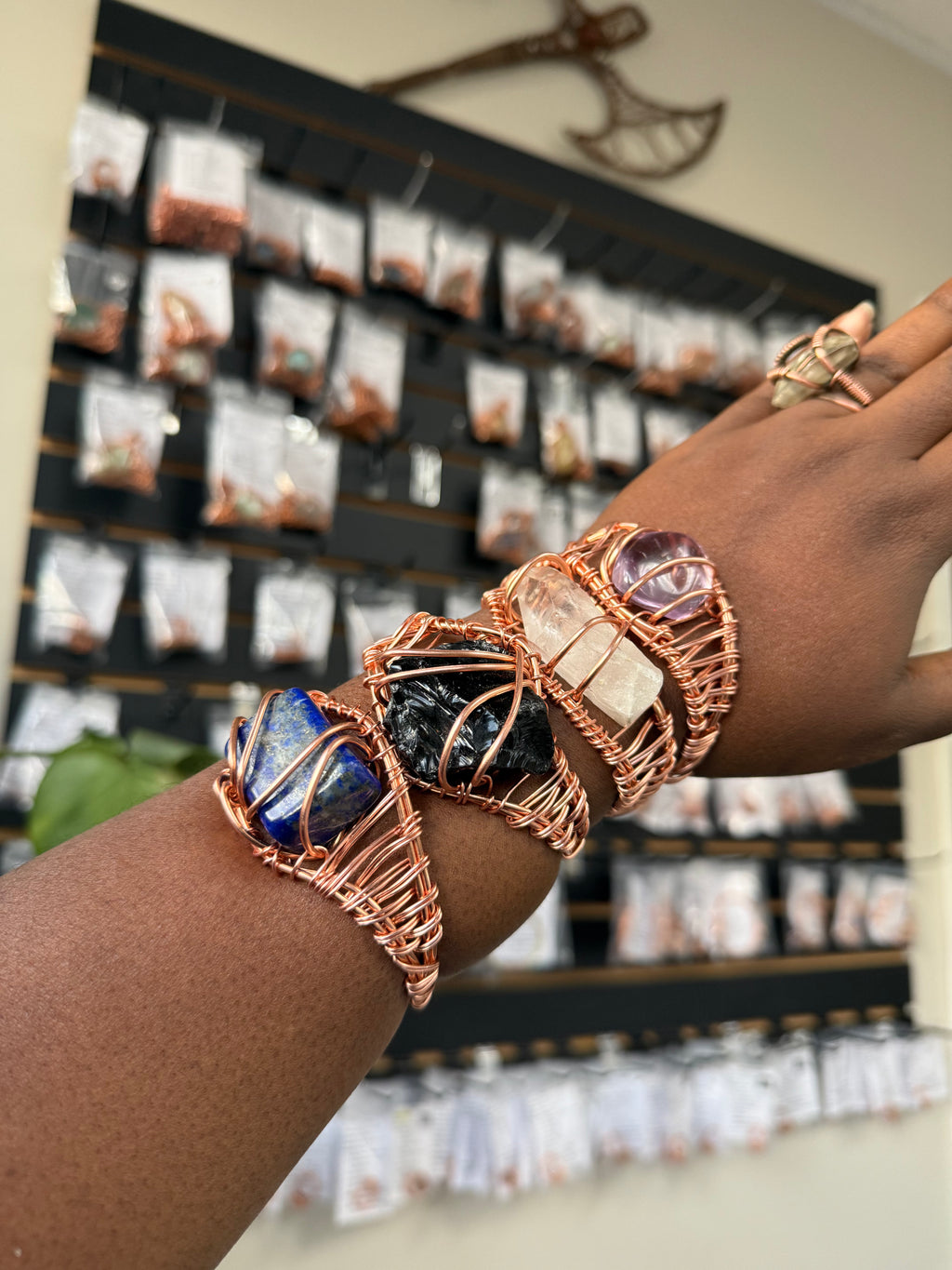 Copper Wrapped Gemstone Bracelets