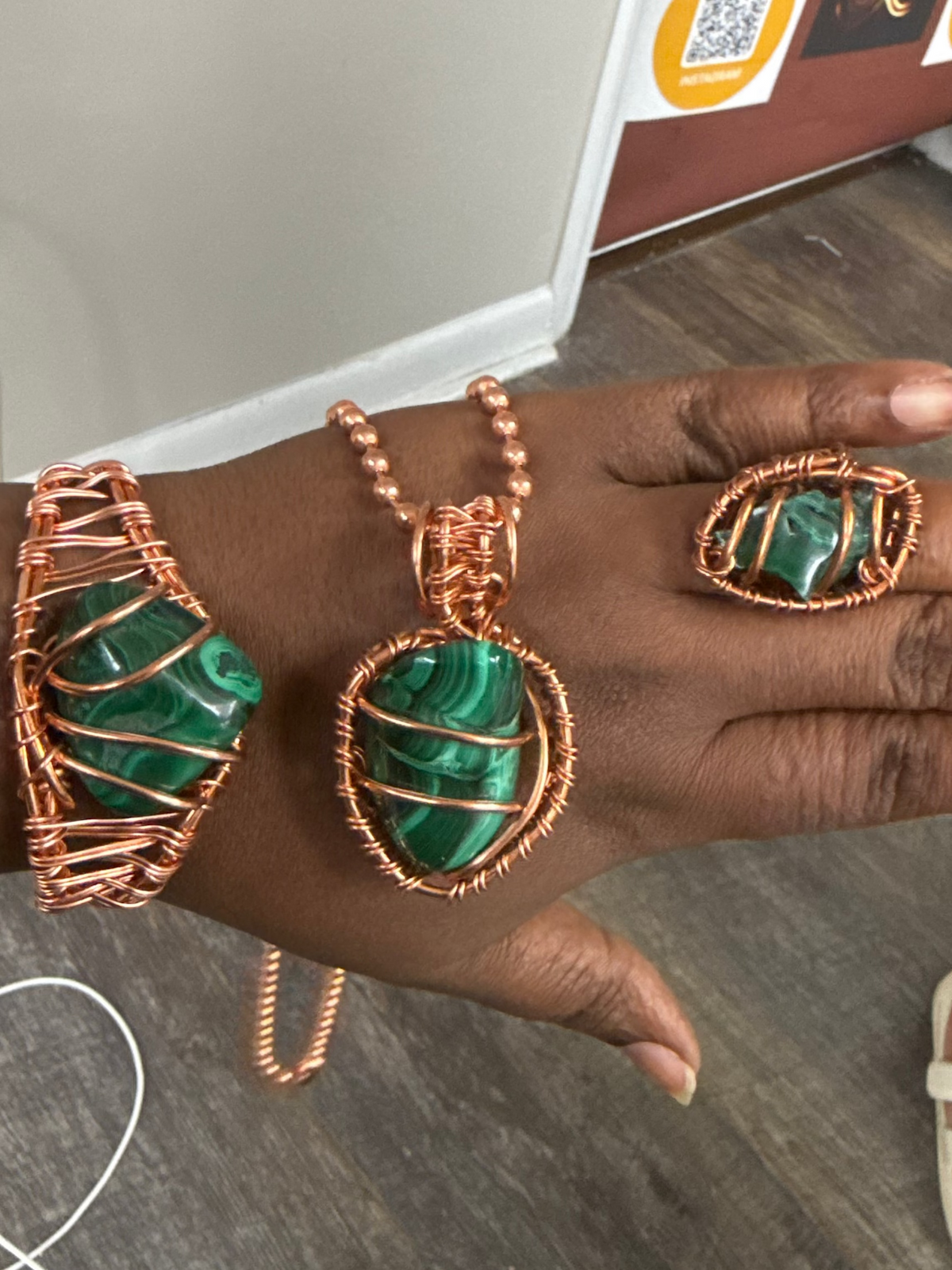 3pc Copper Wrapped Gemstone Set