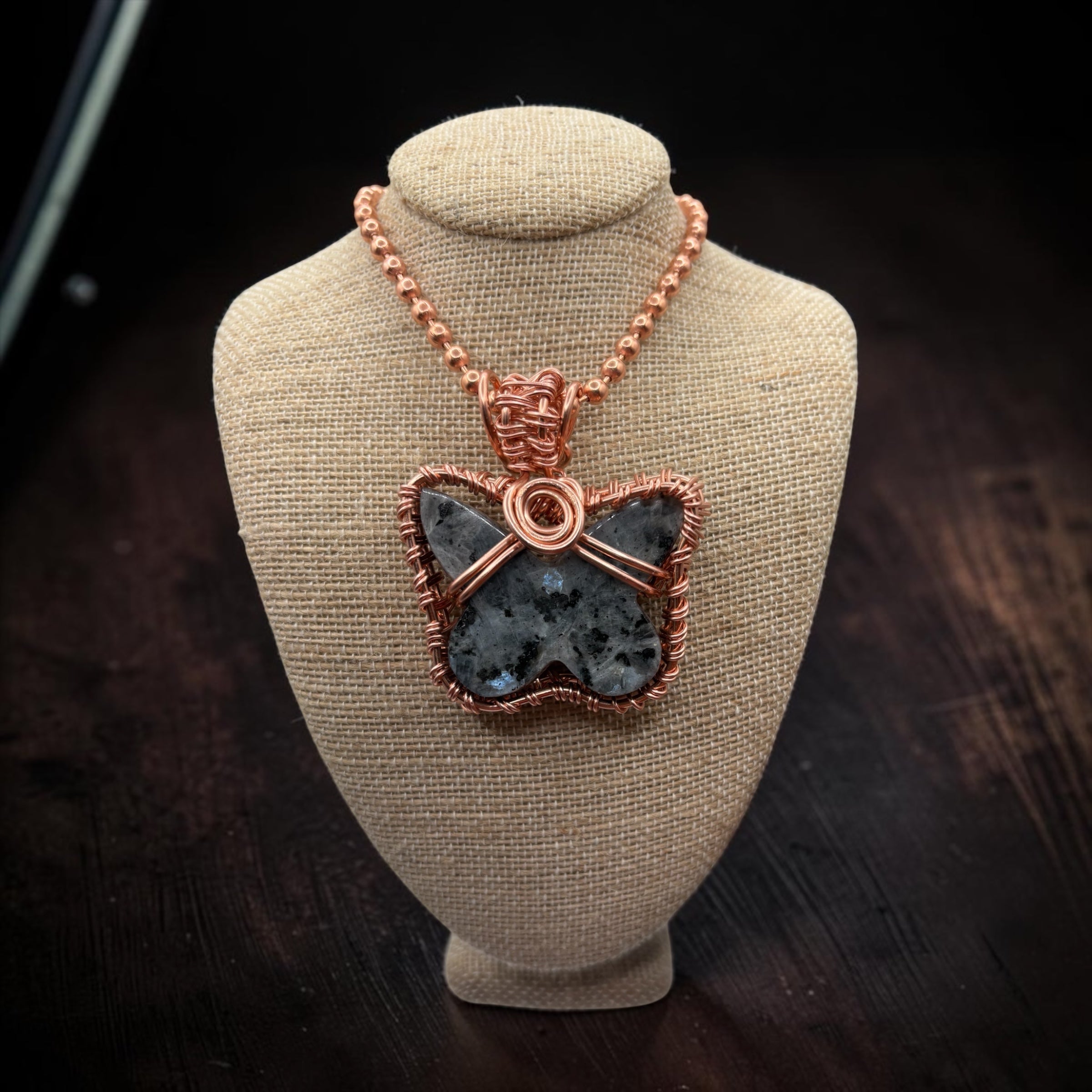Gemstone Butterfly 24” Copper Necklaces