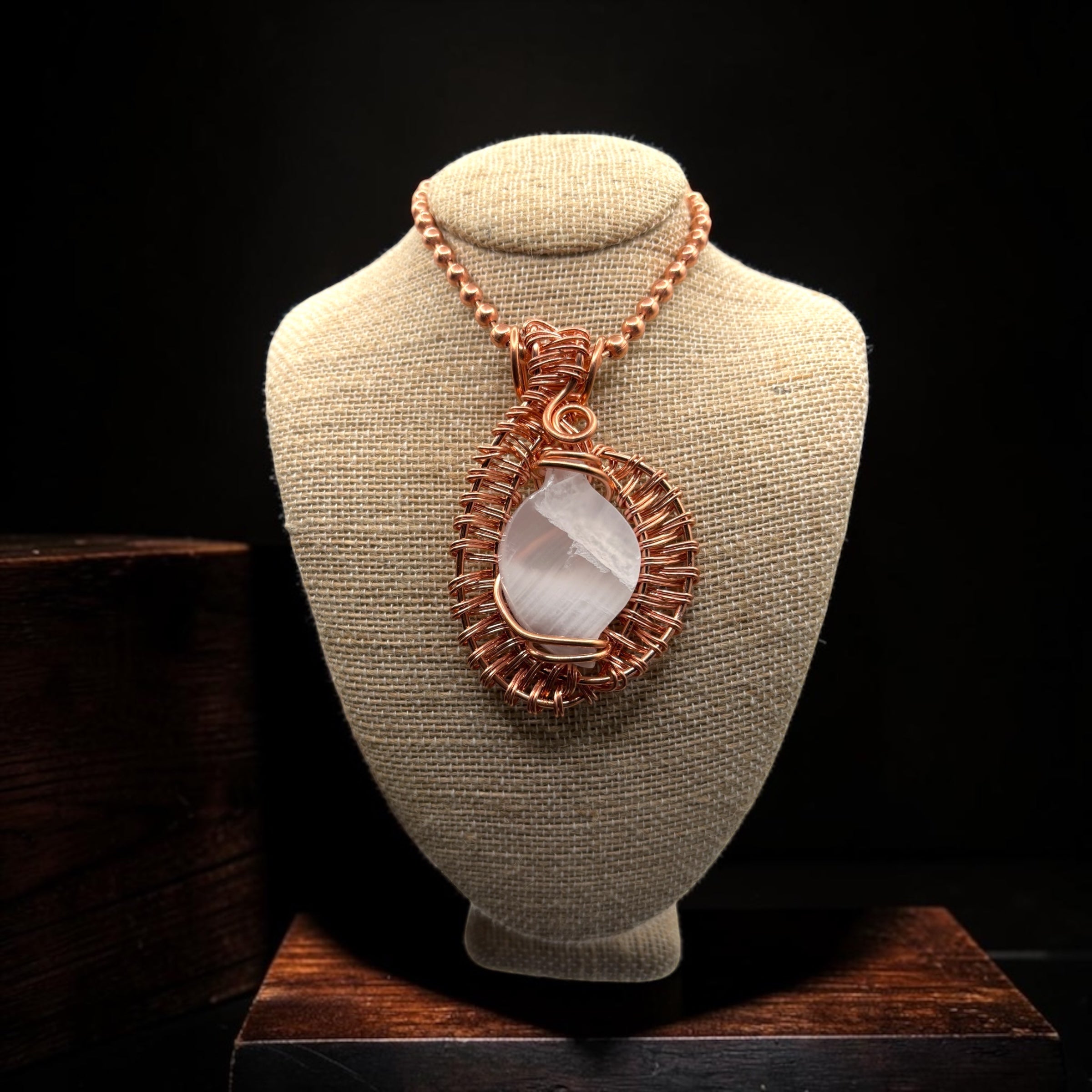 Gemstone Leaf 24” Copper Necklaces