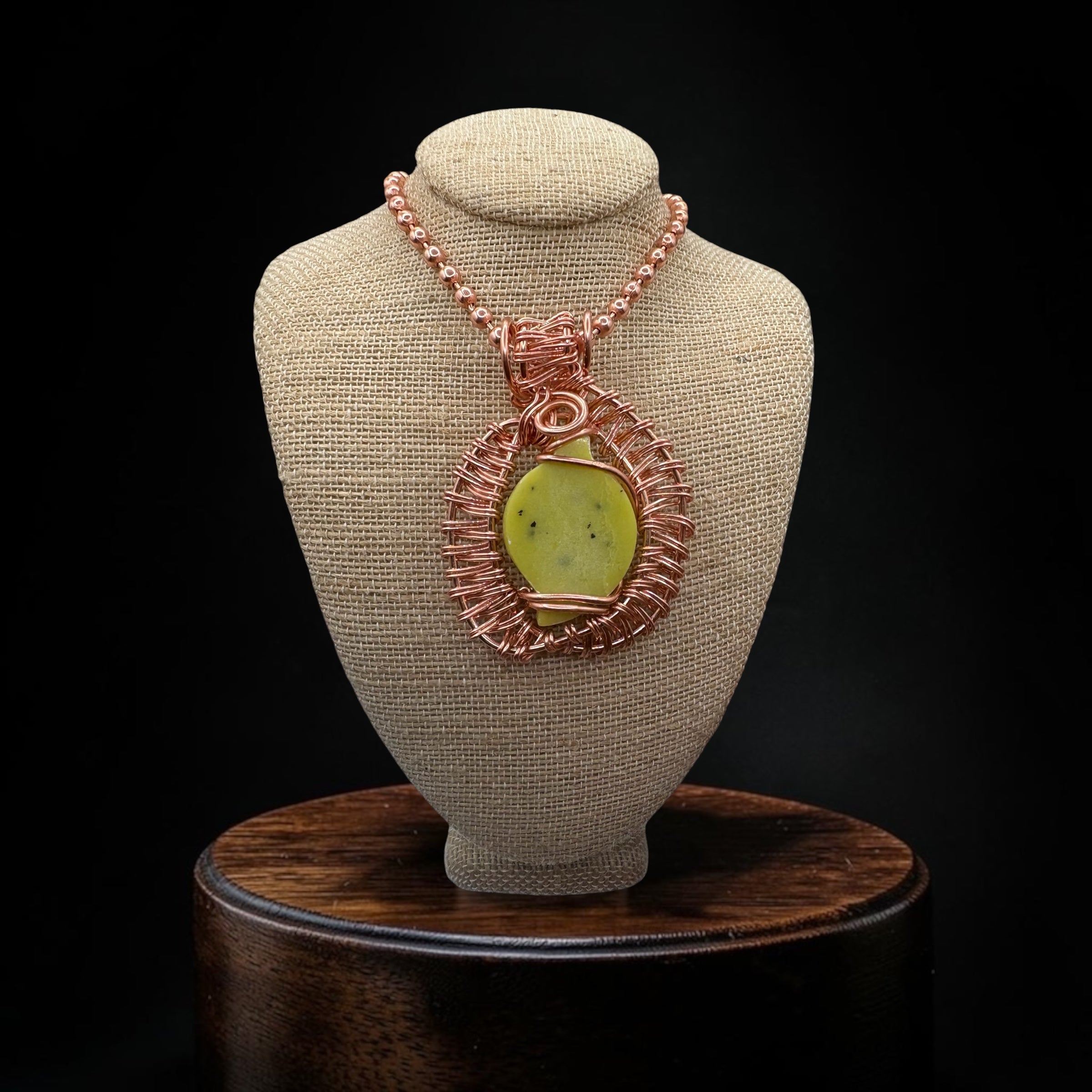 Gemstone Leaf 24” Copper Necklaces
