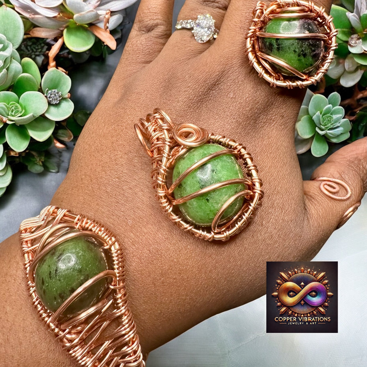 Anyolite aka Ruby Zoisite 3pc Set