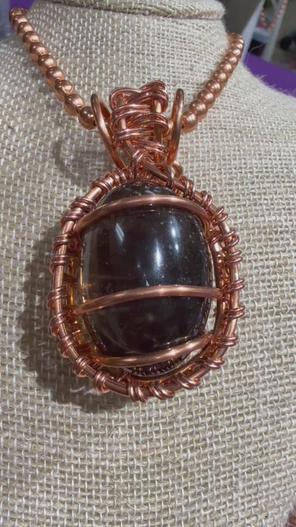 Smoky Quartz 24” Copper Necklace