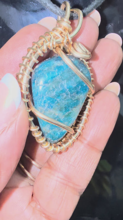 14K Gold-Filled Blue Apatite Pendant