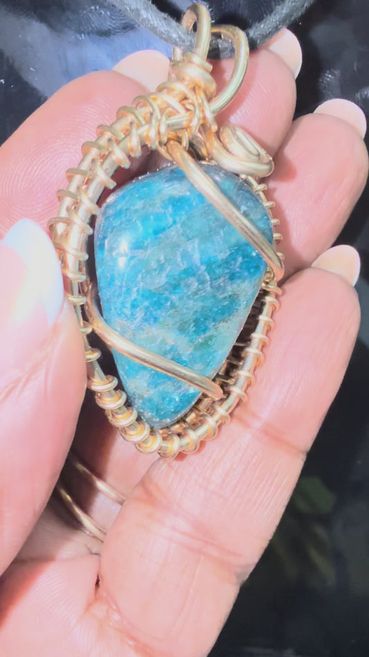 14K Gold-Filled Blue Apatite Pendant