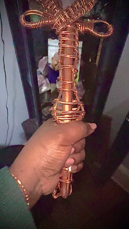 15” Ankh Scepter w/ Sage Holder