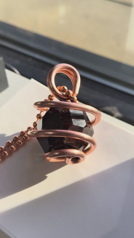 Chunky High Grade Garnet Copper Necklace